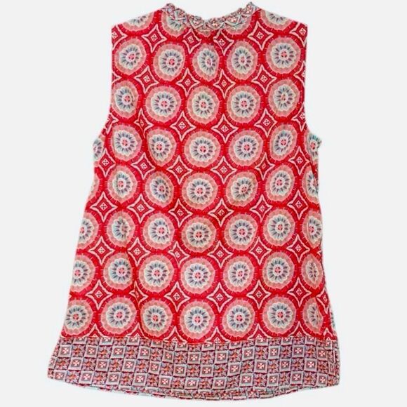 Talbots Medallion Print Sleeveless Top in Pale Red/Blue Women’s S - Picture 4 of 6